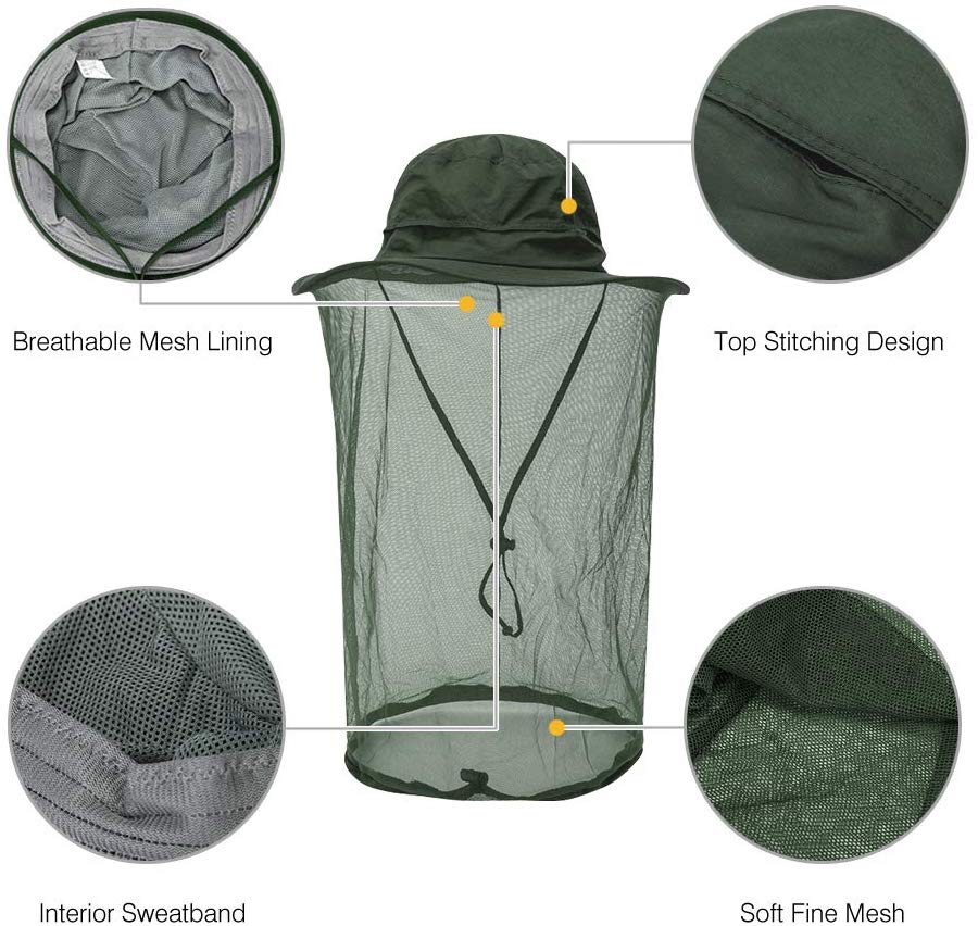 AYAMAYA Mosquito Head Net Hat, Quick Dry Bucket Sun Hat with Net Mesh for Men & Women - Image 2