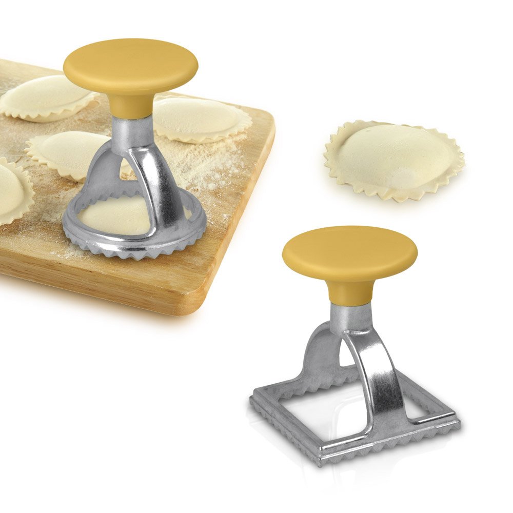 Metaltex Set of 2 Stainless Steel Ravioli Stamps & Cutters-Square and Circle, Alloy, Silver, 252326 - Image 2