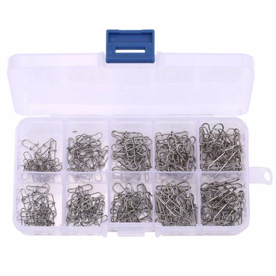 Alomejor 200pcs Fishing Snap Connector Fishing Rolling Ball Bearing Barrel Swivel with Safety Snap Connector Fishing Accessories For Freshwater