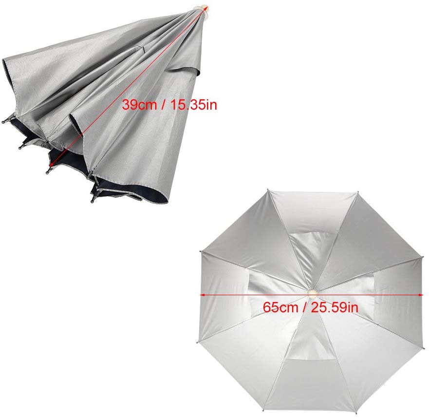 VGEBY Umbrella Hat, Windproof Head Umbrella Hat Handfree UV Protection Umbrella Hat Waterproof Fishing Hat for Outdoor Golf Camping - Image 2
