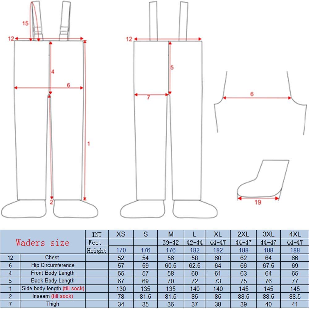 Kylebooker Fly Fishing Chest Waders Breathable Waterproof Stocking Foot River Wader Pants for Men and Women (L) - Image 2