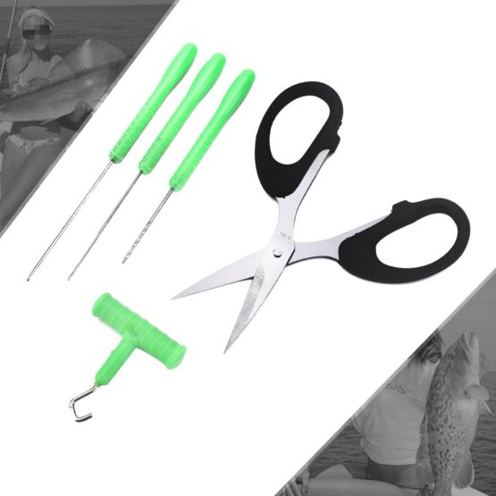 Dioche Fishing Bait Needle, Baiting Rig Tool Set T-handle Knot Puller and Scissor Tackle Rigging Tool - Image 2
