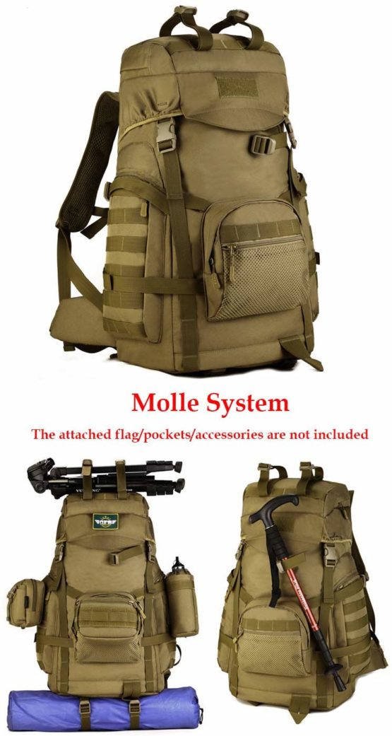 YUHAN Tactical Backpack, 60L Hiking Backpack Military Army Combat Rucksack MOLLE Trekking Rucksack Trekking Backpack - Image 4