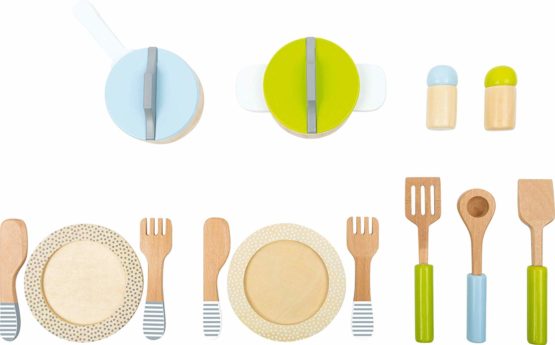 small foot 11098 Dishes and Cookware Set "Play Kitchen" made of wood, perfect addition to every play kitchen, 15 pcs. - Image 2