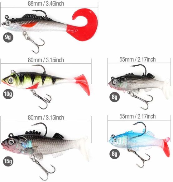 DONQL Soft Fishing Lures Kit, Fishing Lures Baits Tackle Set for Freshwater Trout Bass Salmon-Include Vivid Spinner Baits, Artificial Silicone Bass Baits With Box - Image 4