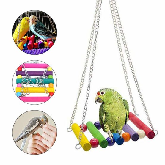 Bird Toys Hanging Swing Shredding Chewing Perches Parrot Toy for Cage Conures Parakeets Cockatiels Macaws Finches Mynah Budgies (Colorful, 8) - Image 2