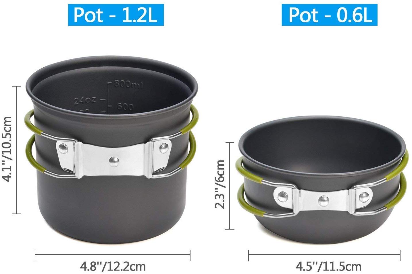 Odoland Camping Saucepans Set, 10 Pieces Durable Aluminium Complete Kitchen Utensils with Ultralight Portable Stove for Hiking Fishing - Image 2