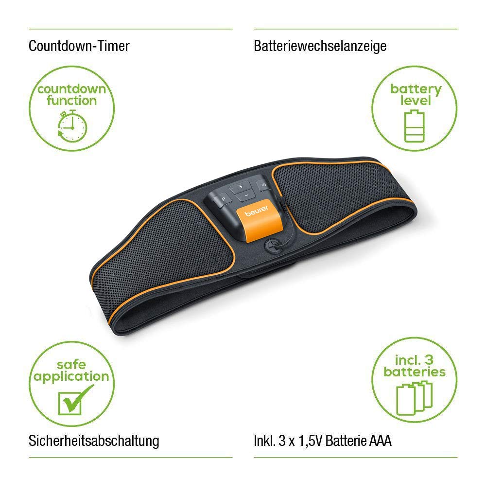 Beurer EM37 Abdominal Muscle Toning Belt, Orange - Image 3