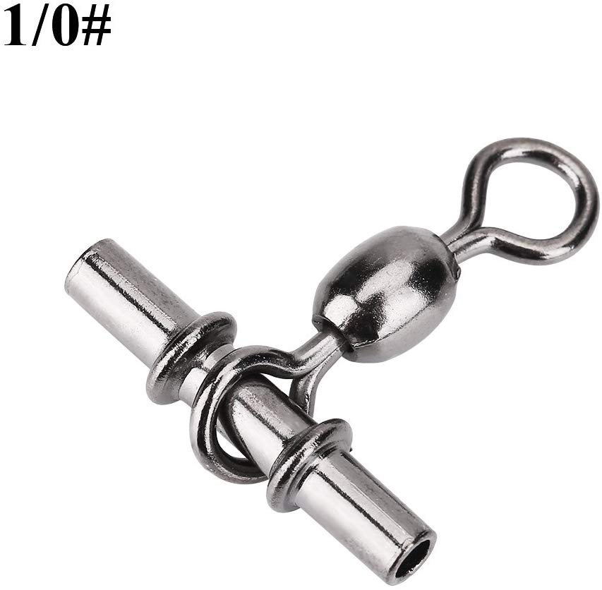 Alomejor 5 Types 20pcs Fishing Swivels Connector Copper Fishing Crimp Swivel Cross line Crane Swivel T shape Barrel Snap Hook Line Connector (3#) - Image 2