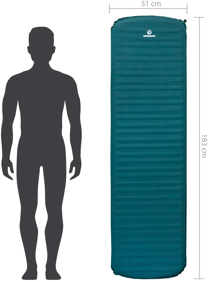Outdoorer Trek Bed 2, ultra-light, 5cm self-inflating sleeping pad, small pack size, Grün - Image 3