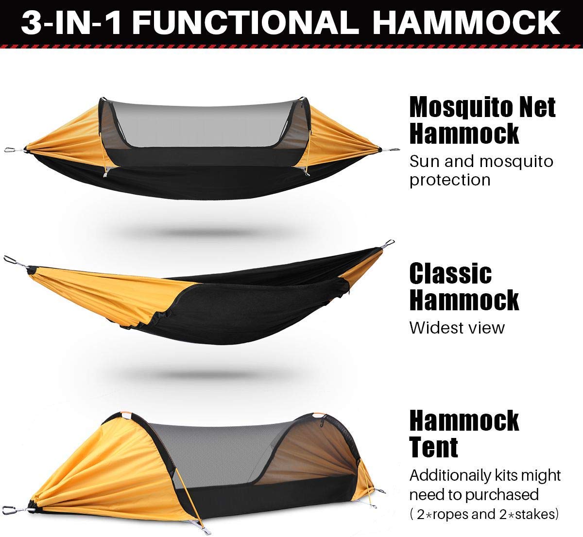 ETROL Camping Hammock, Double Hammock with Mosquito Net500LB Load