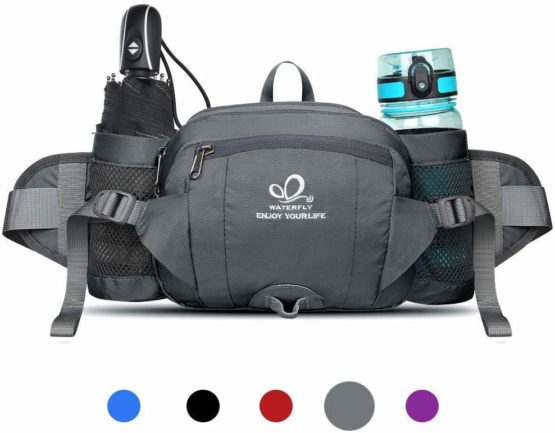 Waterfly Hiking Waist Pack Bum Bag Waist Bag with Bottle Holder Running Bag for Camping Climbing Travel Cycling and Dog Walking