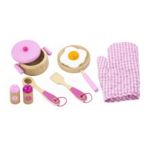 Viga Children's Wooden Kitchen Cooking Set - Pretend Play, Wooden Pots & Pans