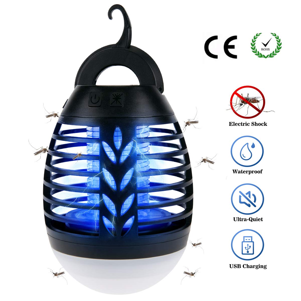 BACKTURE Camping Lamp, 2-in-1 Portable Mosquito Killer LED Bug Zapper