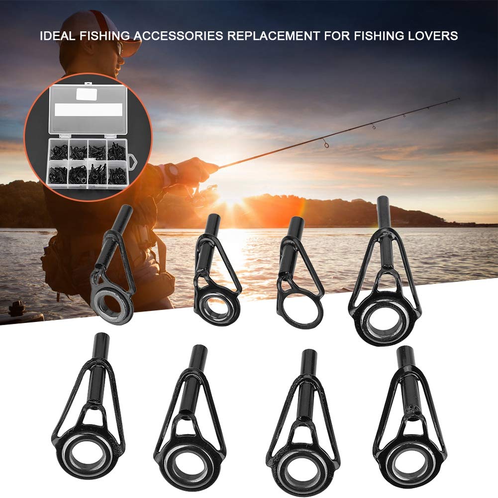 80pcs Fishing Rod Guides Stainless Steel 8 Sizes Fishing Rod Guides Tips Eye Ring Sea Fishing Pole Line Guide - Image 4