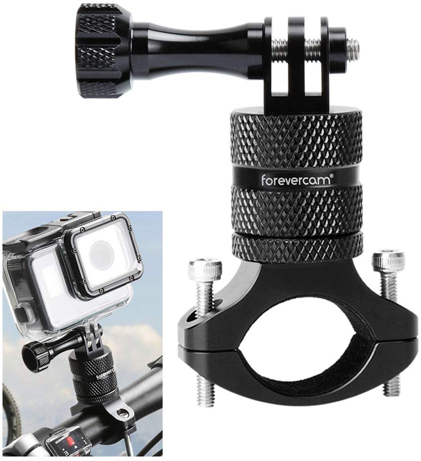 Forevercam Metal Bicycle Mount for GoPro Camera Handlebar Aluminium Mountain Bike Holder 360 Degree Rotation Rack Cradle Compatible Gopro DJI Insta Action Camera