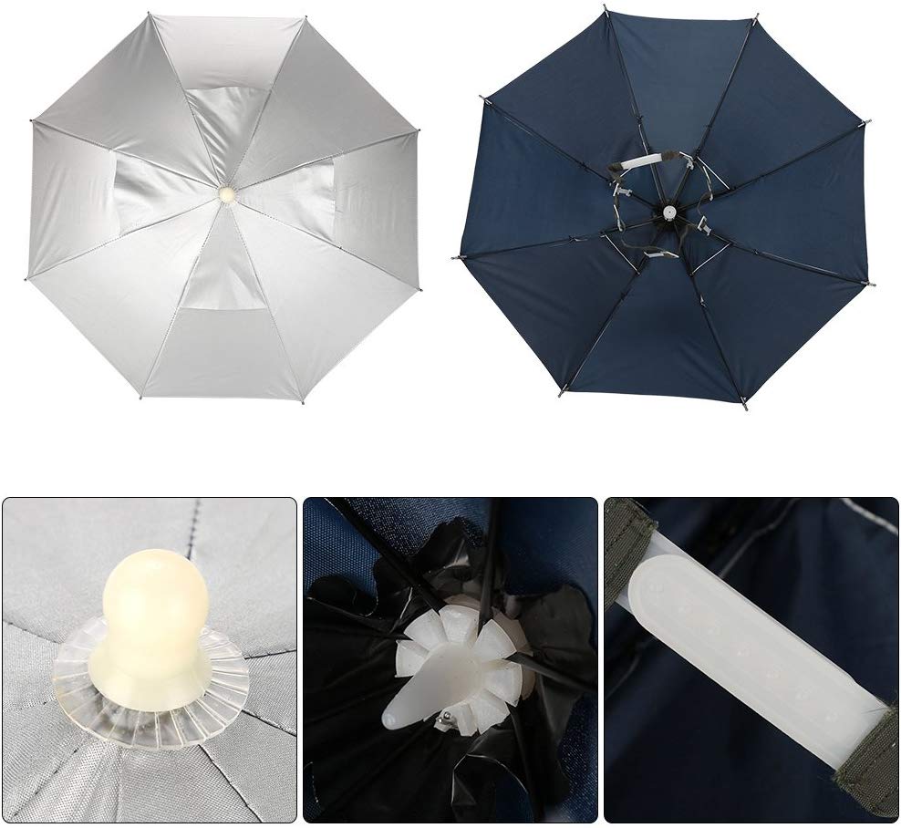 VGEBY Umbrella Hat, Windproof Head Umbrella Hat Handfree UV Protection Umbrella Hat Waterproof Fishing Hat for Outdoor Golf Camping - Image 4