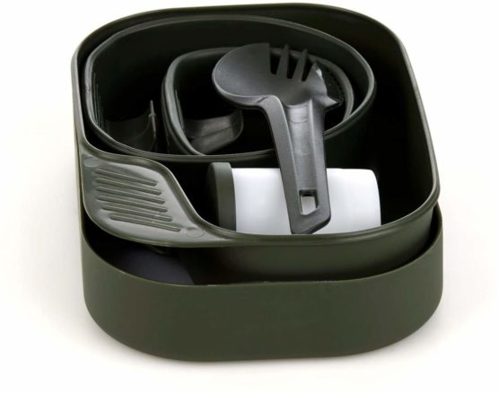 Camp-A-Box Plate Fold-A-Cups Spork Hiking Travel Bushcraft Camping Olive