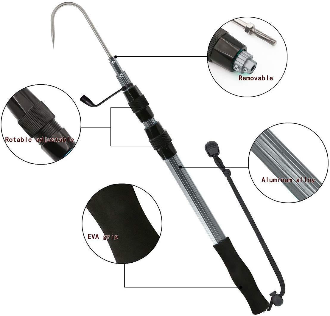 SANLIKE Fishing Gaff with Retractable Fishing Hand Gaffs Stainless