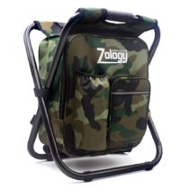 Zology Folding Camping Chair Stool Backpack with Cooler Insulated Picnic Bag, Camouflage Portable Hiking Seat Table Bag for Outdoor Indoor Fishing Travel Beach BBQ
