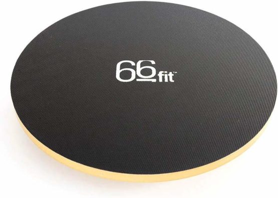 66fit Wooden Wobble Balance Board 40cm - Includes Balance Training Ebook - Training Rehabilitation Exercise Physiotherapy, Blue