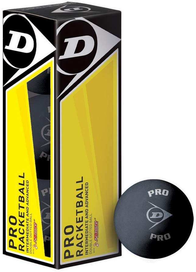 Dunlop Pro Racquetballs/Squash 57 Balls (3 Balls), Black