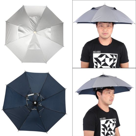 Alomejor Umbrella Cap Hands Free Headwear Foldable Umbrella Sun Hat for Fishing Gardening Walking Camping - Image 3