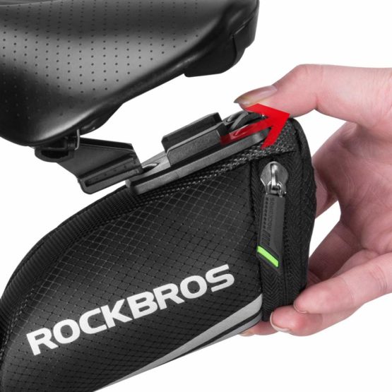 ROCKBROS Bike Saddle Bag Bike Seat Bag Bicycle Seat Bag Cycling Seat Pack Under Seat Pouch Mini Saddle Bag MTB Route Bike Strap Quick Release Black - Image 2