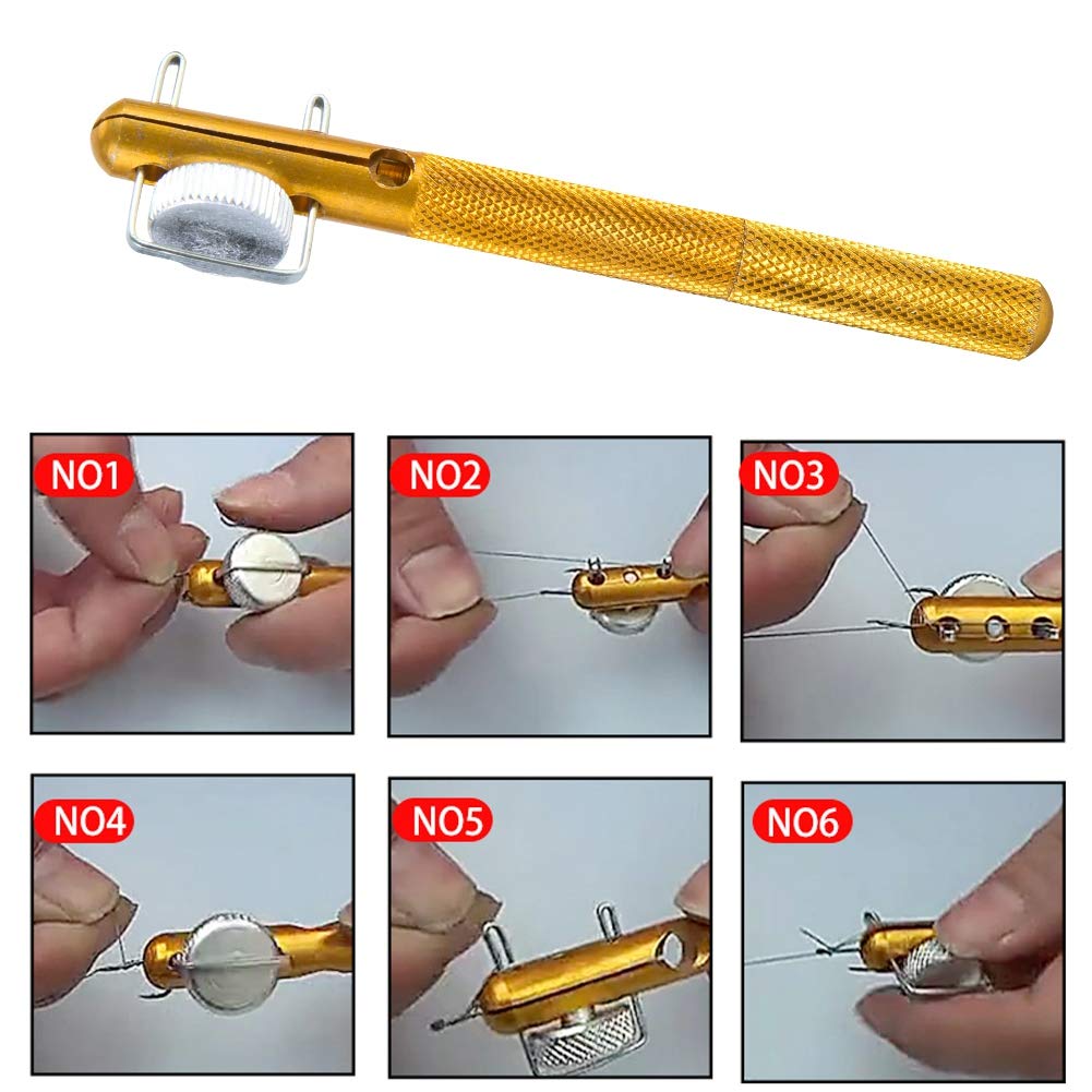 Zerone Fishing Knot Tool, 4 PCS Fly Line Knot Tying, Aluminium Alloy, Gold, 11.4cm / 4.5inch, 4 Pieces - Image 3