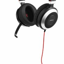 Jabra Evolve 80 MS Wired Stereo Over-Ear Headset – Microsoft Teams Certified Headphones With Active Noise Cancellation – USB-C Cable and 3.5 mm Jack Connections – black