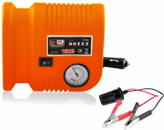 NUZAMAS Tire Inflator Portable Air Compressor 150 PSI 3 Valve Adapters, 2.6M/ 8.5 FEET Cord with 12V DC Cigarette Plug & Free Alligator Clips