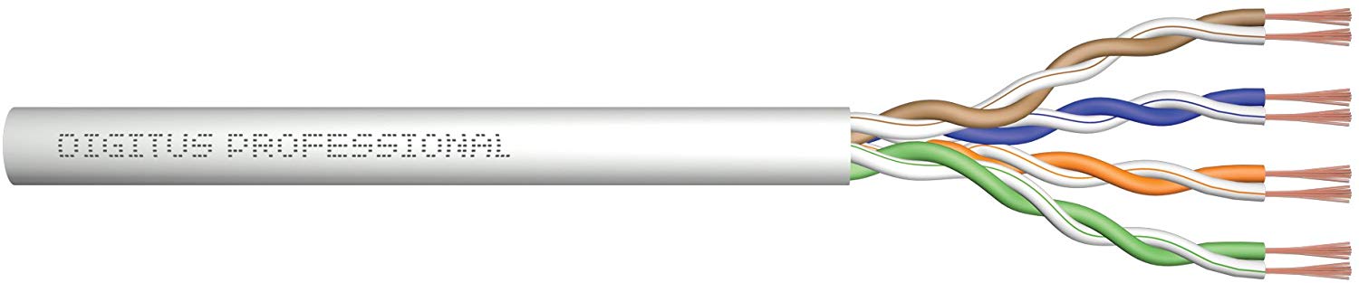 DIGITUS Raw patch cable Cat-6 - Unassembled by the metre - 100 m - U-UTP network cable - LSZH - AWG 26/7 - Grey