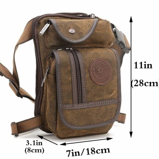 FiveloveTwo Small Canvas Multi-Purpose Waist Fanny Pack Tactical Military Drop Leg Bag Camping Hiking Motorcycle Bike Cycling Pouch - Image 2
