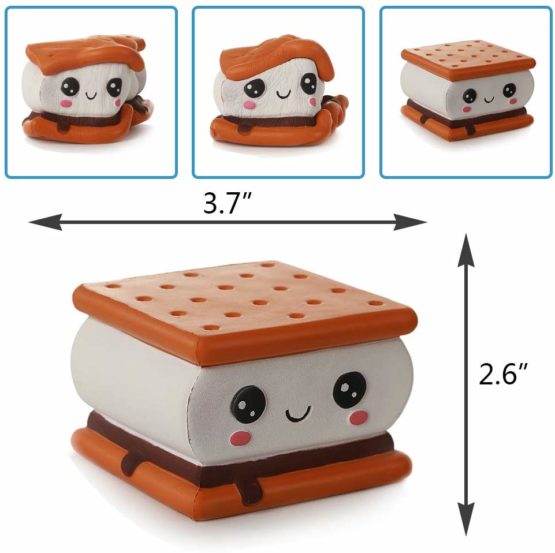 Anboor Squishies Smore Chocolate Sandwich Biscuit Jumbo Squishy Slow Rising Squeeze Toys Stress Relief Kawaii Soft Gift Collection (1 Pcs) - Image 2
