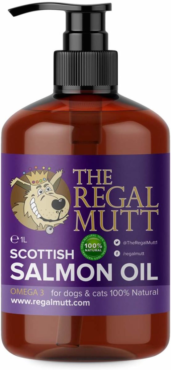 The Regal Mutt Scottish Salmon Oil For Dogs, Cats, Horses, Ferrets & Pets - 100% Pure Premium Food Grade - Natural Omega 3, 6 & 9 Supplement - Promotes Coat, Skin, Joint and Brain Health (1000 ml)