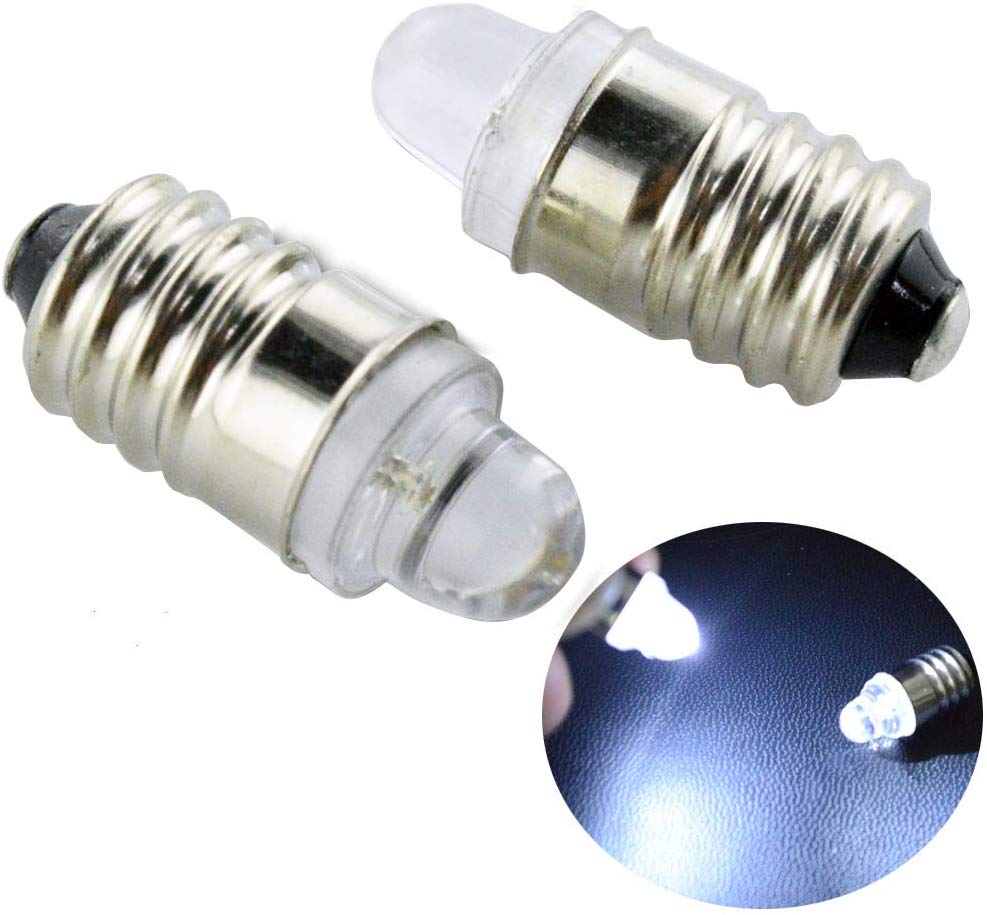 Ruiandsion 6-Pack E10 LED Bulbs, 12V 6000K Cool White Light, Non-Polarity Miniature Replacement Bulbs for Flashlight Torch - Image 2