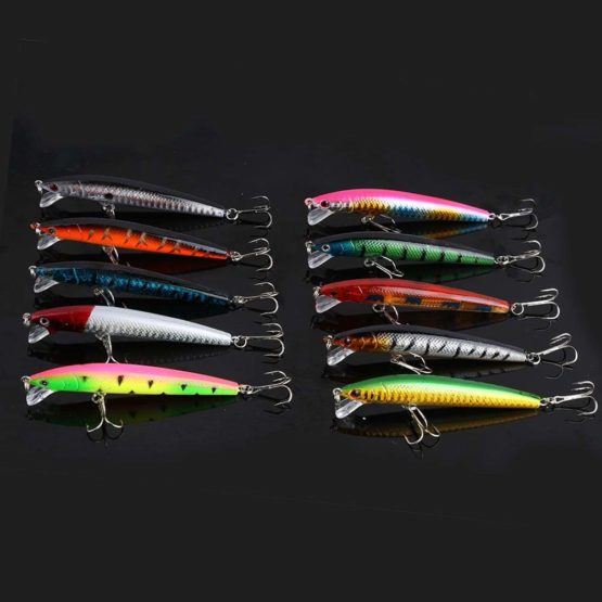 Zerone 10Pcs Fishing Lure Kits Hook for Minnow Gig Trout Pike River Fishing Diving Lures Artificial Tackle