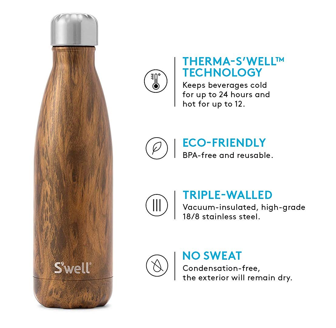 S'well Stainless Steel Water Bottle, 500ml, Blue Suede - Image 4