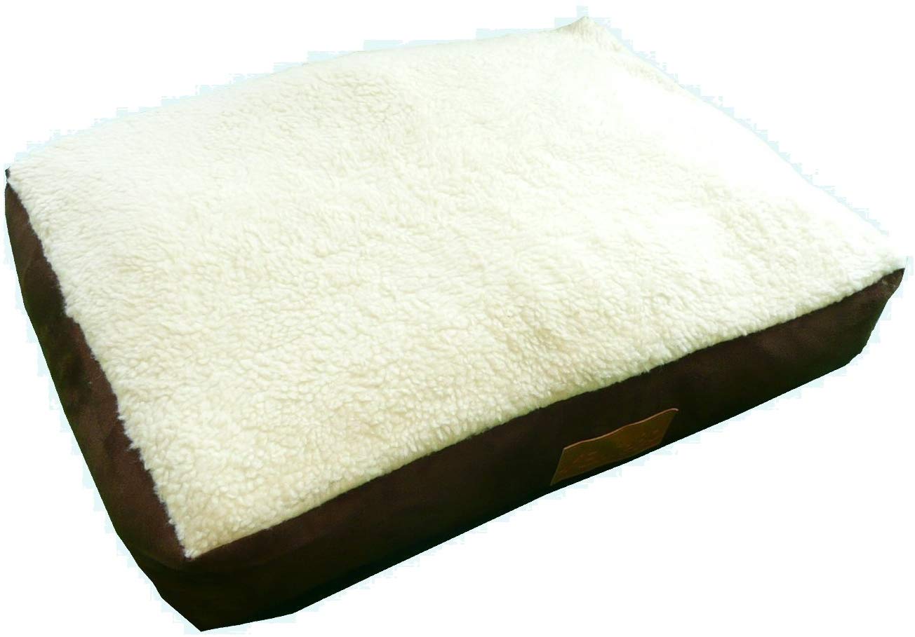 Ellie-Bo XL Dog Bed for 42-inch Dog Cage/Crate, Brown Faux Suede/Sheepskin, Brown Suede/Faux Sheepskin Top