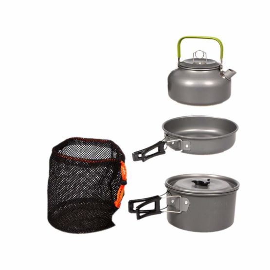 JZK Camp Cookware 2-3 People Set, Pan Pot Teapot Lightweight Outdoor Portable Camping Cooker Set for Trekking Hiking BBQ Picnic Campfire - Image 3