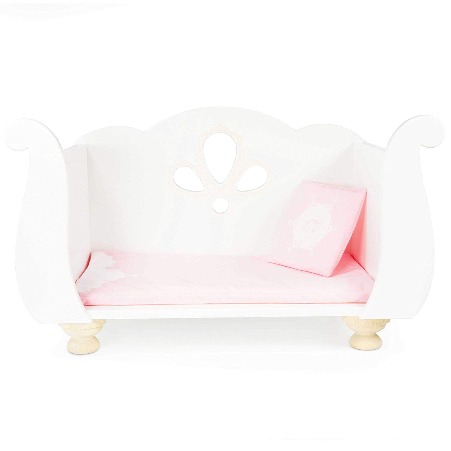 Le Toy Van - Educational Wooden Toy Role Play Beautiful Sleigh Doll Cot & Crib, White, Large - Image 2