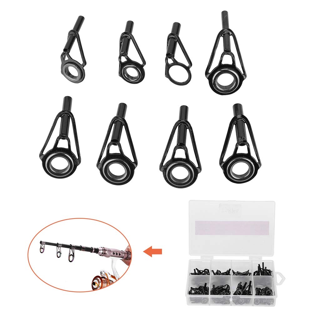 80pcs Fishing Rod Guides Stainless Steel 8 Sizes Fishing Rod Guides Tips Eye Ring Sea Fishing Pole Line Guide - Image 3