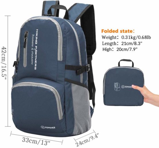 ZOMAKE Lightweight Foldable Backpack, Small Unisex Nylon Daypack, Water Resistant Rucksack for Men Women Hiking Travel - Image 3