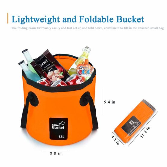 Folding Water Bucket, Zuukoo 12L Portable Collapsible Wash Basin Camping Storage Container for Traveling Hiking Fishing Boating Gardening Car Washing - Image 3
