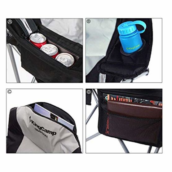 KingCamp Folding Chair Lumbar Back Support Light Weight Portable Deluxe Padded Oversize with Cooler and Armrest for Camping, Carry Bag Included - Image 3