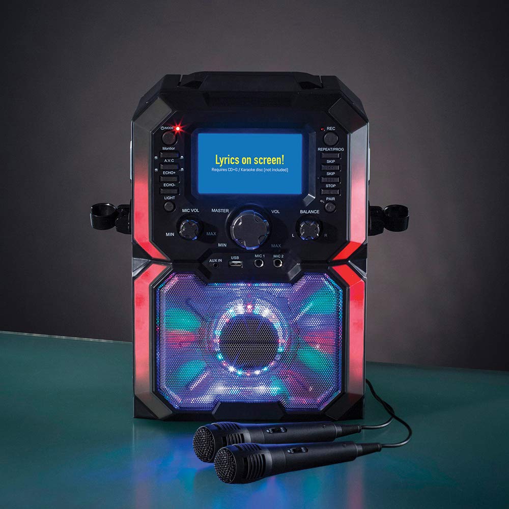 Daewoo AVS1302 Bluetooth Portable Karaoke Machine with 2 Wired Microphones and CD Disks, 5 inch Digital LCD Display Screen - Image 3