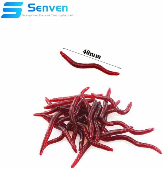 Esche Artificiali Da Pesca In Silicone - Vermi Rossi 100Pcs, Morbidi E Realistici
