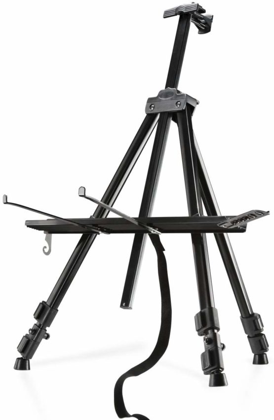 Walimex pro Aluminium Studio Easel L 165 cm - Easel with large range of application, for canvas up to 122cm height and 4cm depth, only 1,06kg, holder for paints, brushes, cloths, incl. bag - Image 2