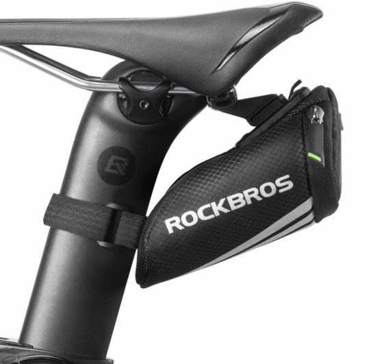 ROCKBROS Bike Saddle Bag Bike Seat Bag Bicycle Seat Bag Cycling Seat Pack Under Seat Pouch Mini Saddle Bag MTB Route Bike Strap Quick Release Black