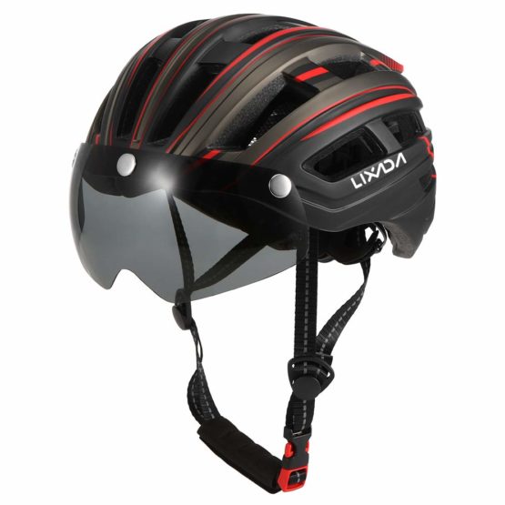 Lixada Adult Bike Helmet,Cycling Helmet with Goggles Detachable UV Protective Mountain Bike Helmet with Magnetic Visor and Back Light for Men Women - Image 2